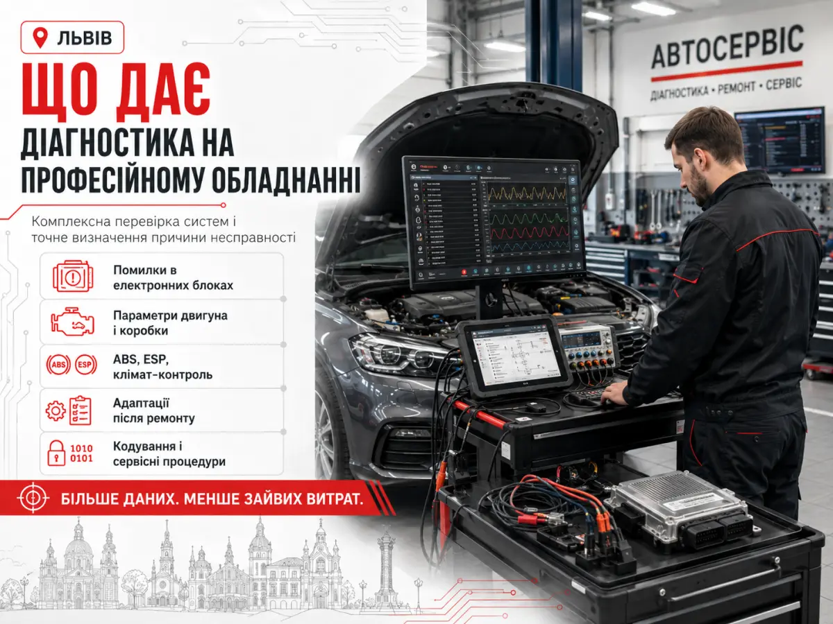 Професійна діагностика авто з перевіркою електронних блоків, двигуна, коробки передач, ABS та ESP