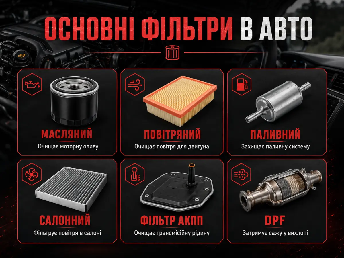 Які фільтри є в автомобілі та для чого вони потрібні