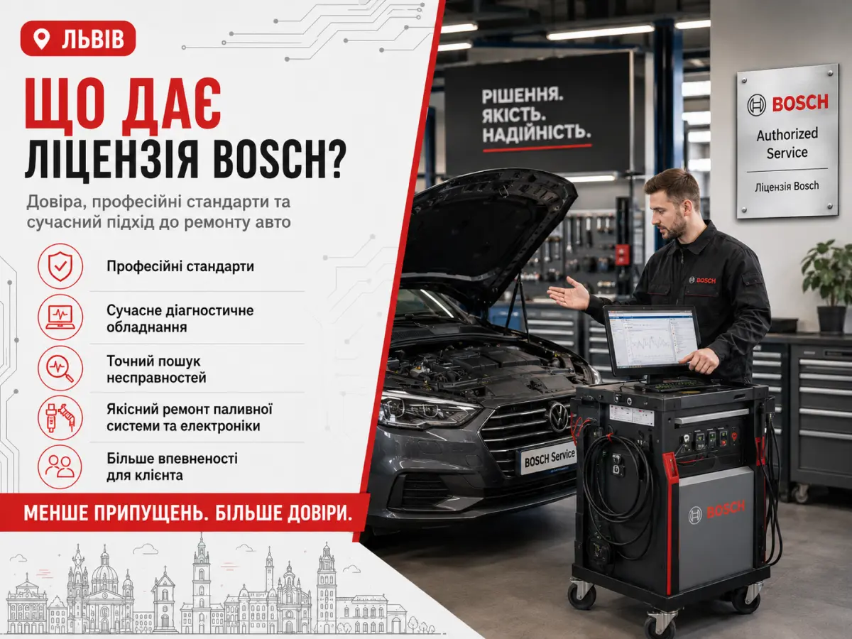 Ліцензія Bosch як перевага автосервісу у Львові для точного пошуку несправностей і якісного ремонту авто