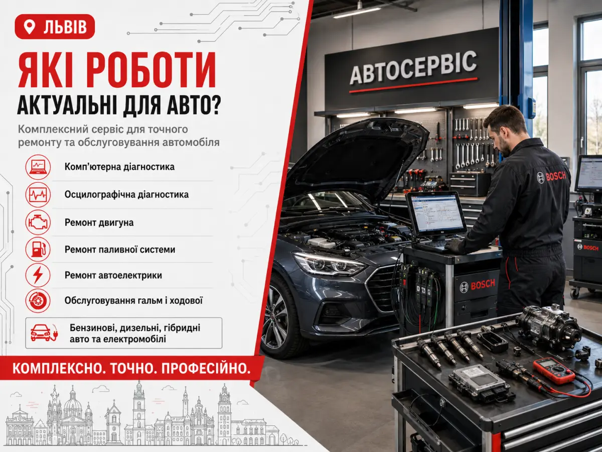 Комплексний ремонт і діагностика авто у Львові з перевіркою двигуна, паливної системи, автоелектрики, гальм і ходової