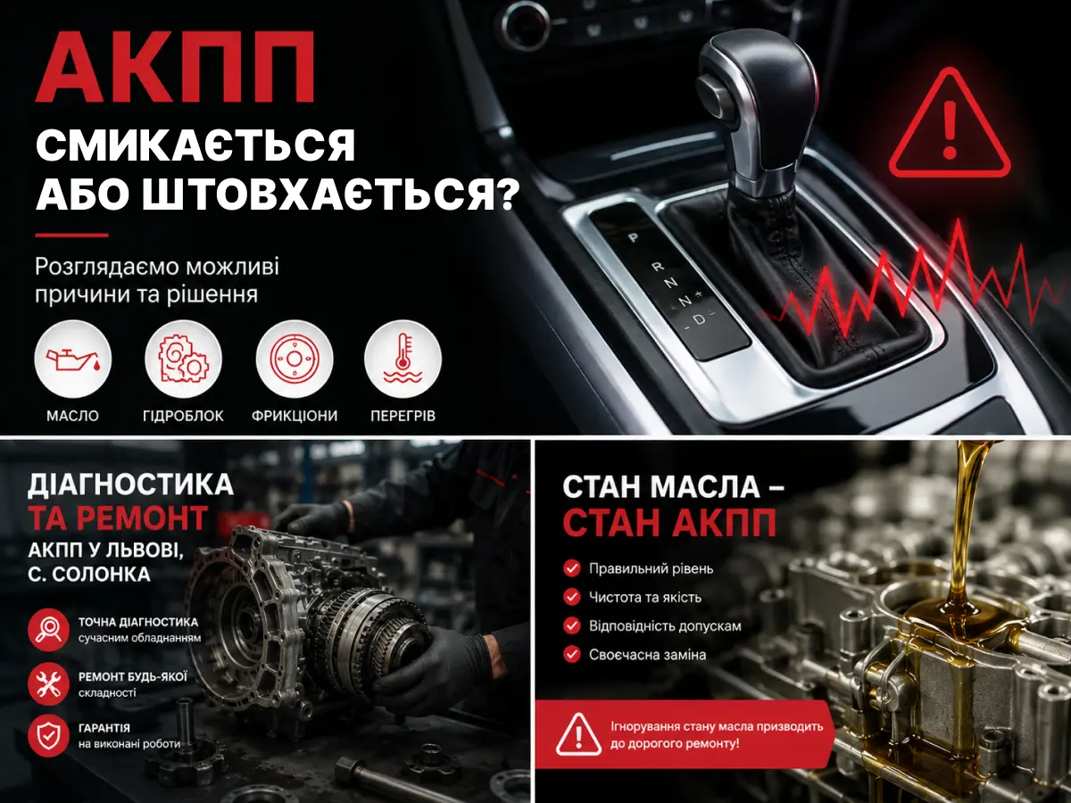 Стан трансмісійного масла та ремонт АКПП на СТО «Автопарк-Сервіс» у селі Солонка