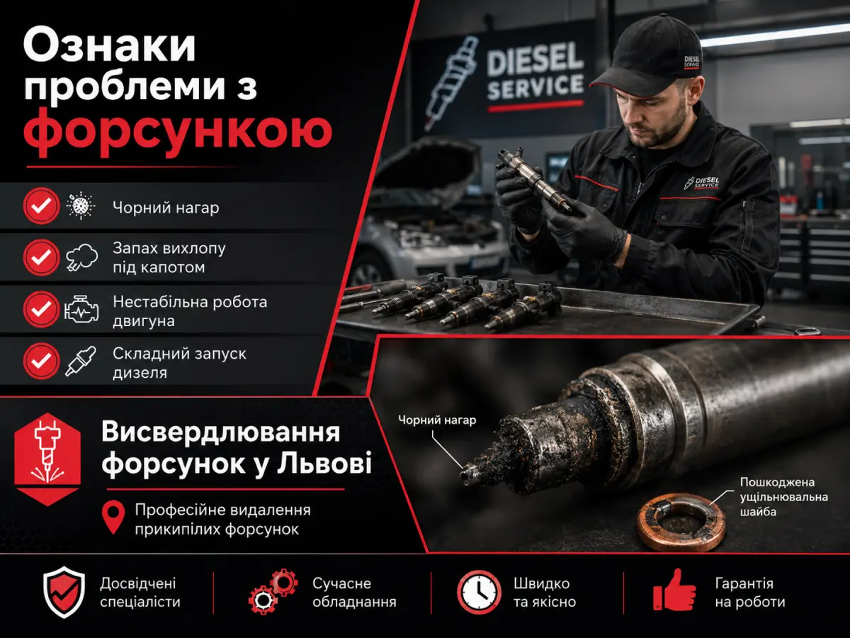 Ознаки несправності дизельної форсунки та професійне висвердлювання форсунок у Львові