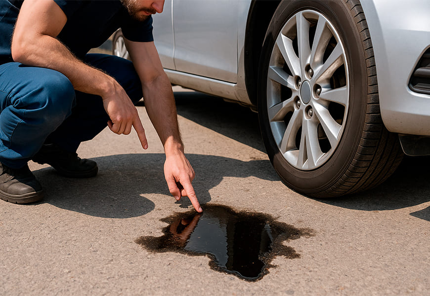 пляма від масла під авто фото