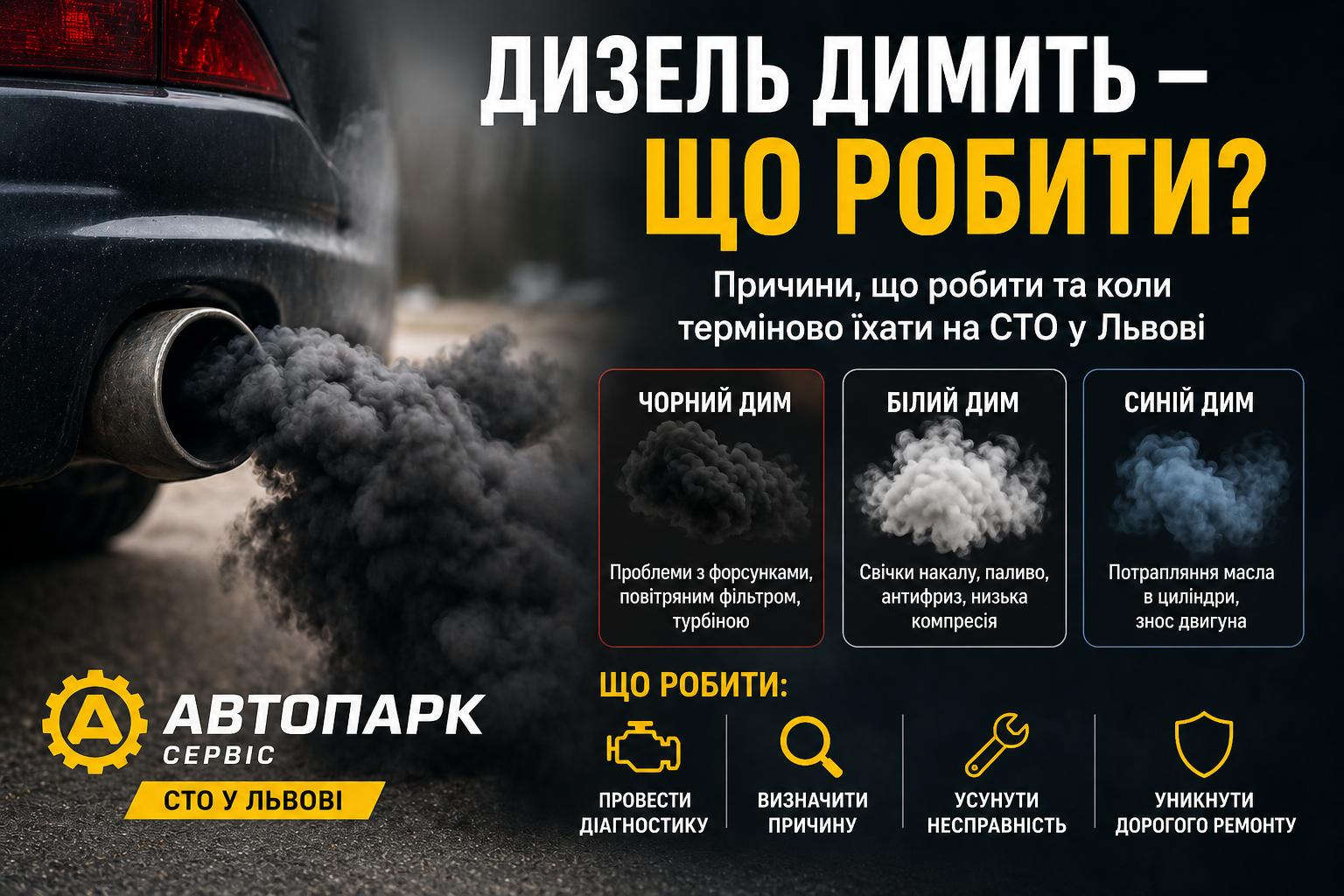 Дизель димить — причини і що робити