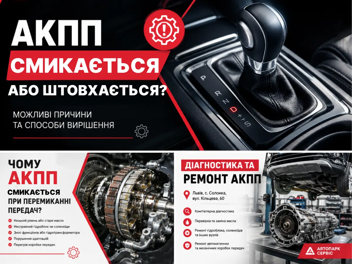 АКПП смикається або штовхається — причини несправності та ремонт коробки автомат у Львові