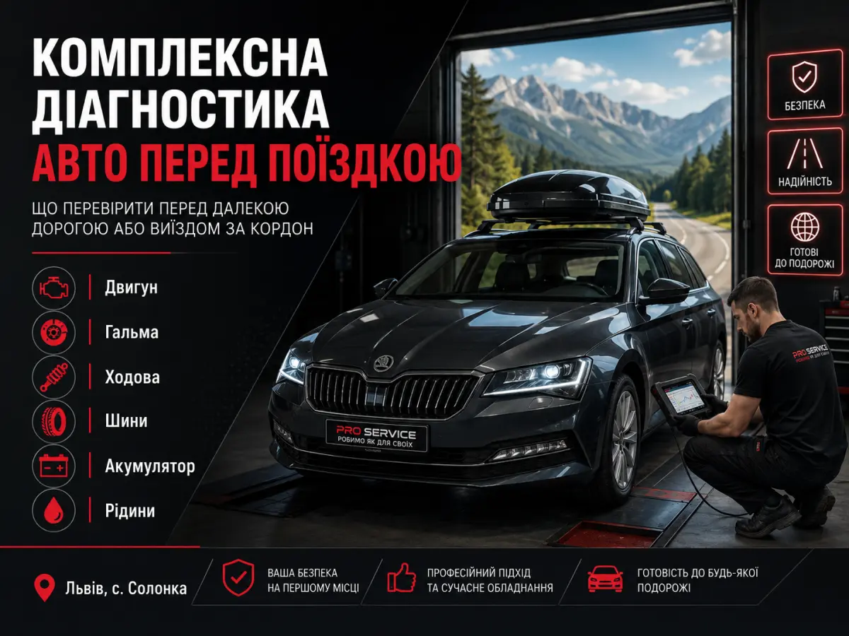 Комплексна діагностика автомобіля перед далекою поїздкою або виїздом за кордон
