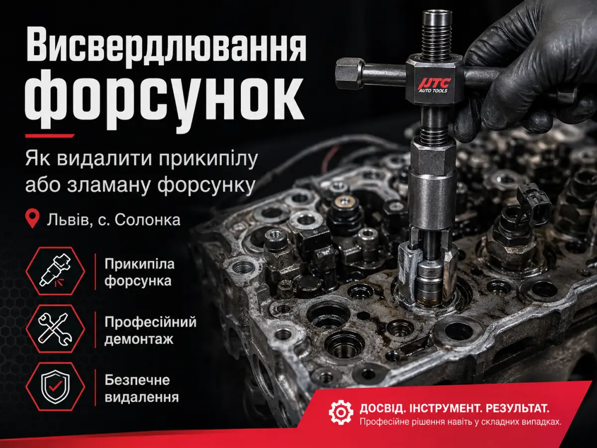 Висвердлювання прикипілої дизельної форсунки спеціальним інструментом на СТО у Львові